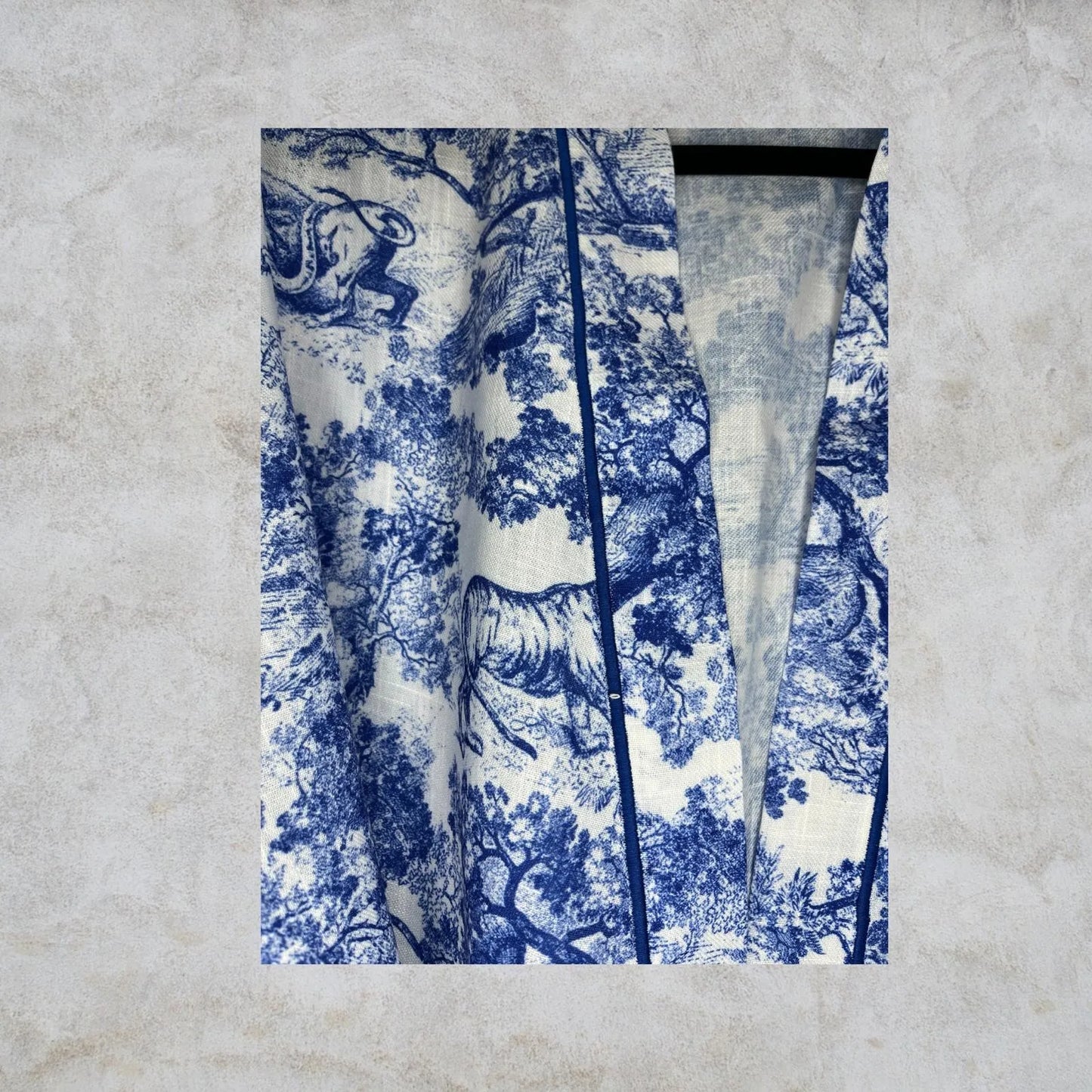 Kimono in lino Toile de Jouy