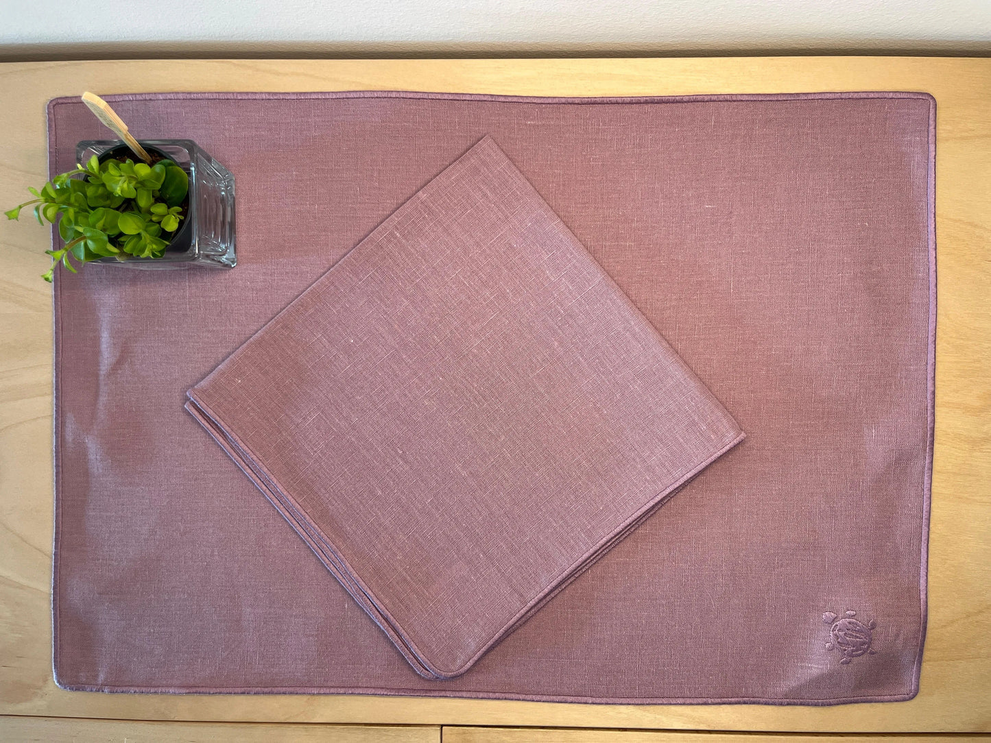 Tovaglioli lino bordo malva
