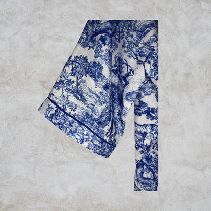 Kimono in lino Toile de Jouy
