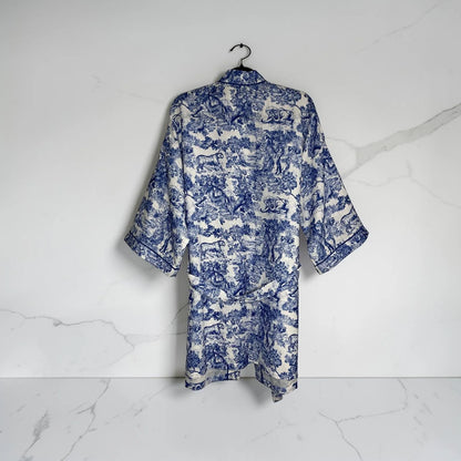 Kimono in lino Toile de Jouy