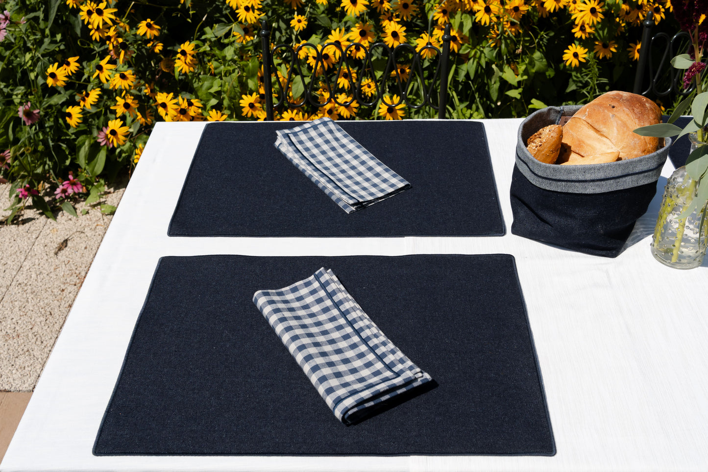 Tovagliolo a quadri blu/greige