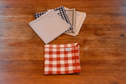 Tovagliolo a quadri coccio/panna