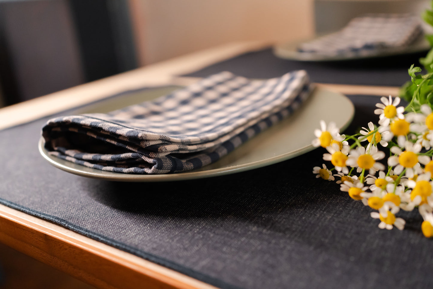 Tovagliolo a quadri blu/greige