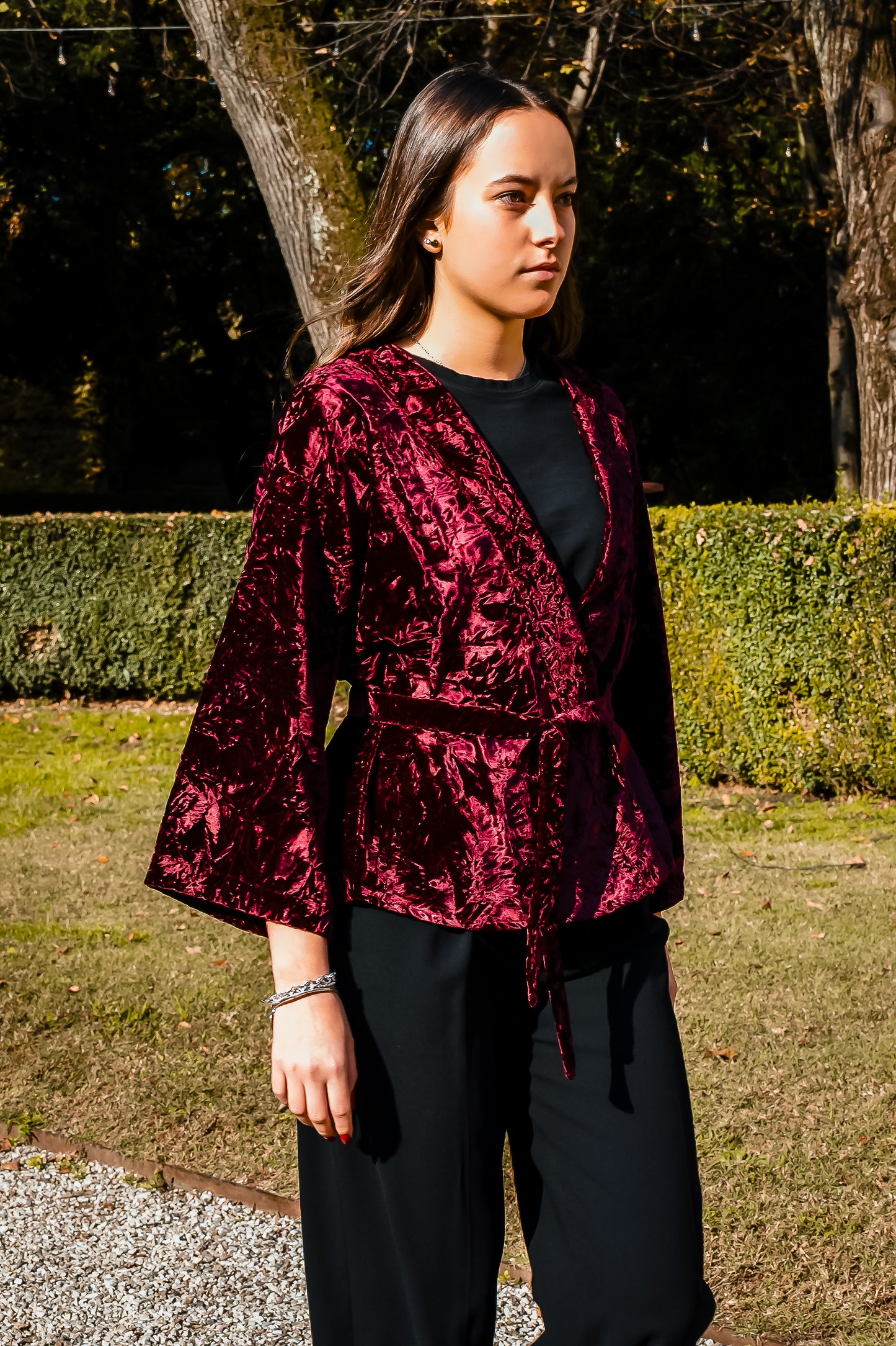 Kimono corto in velluto battuto