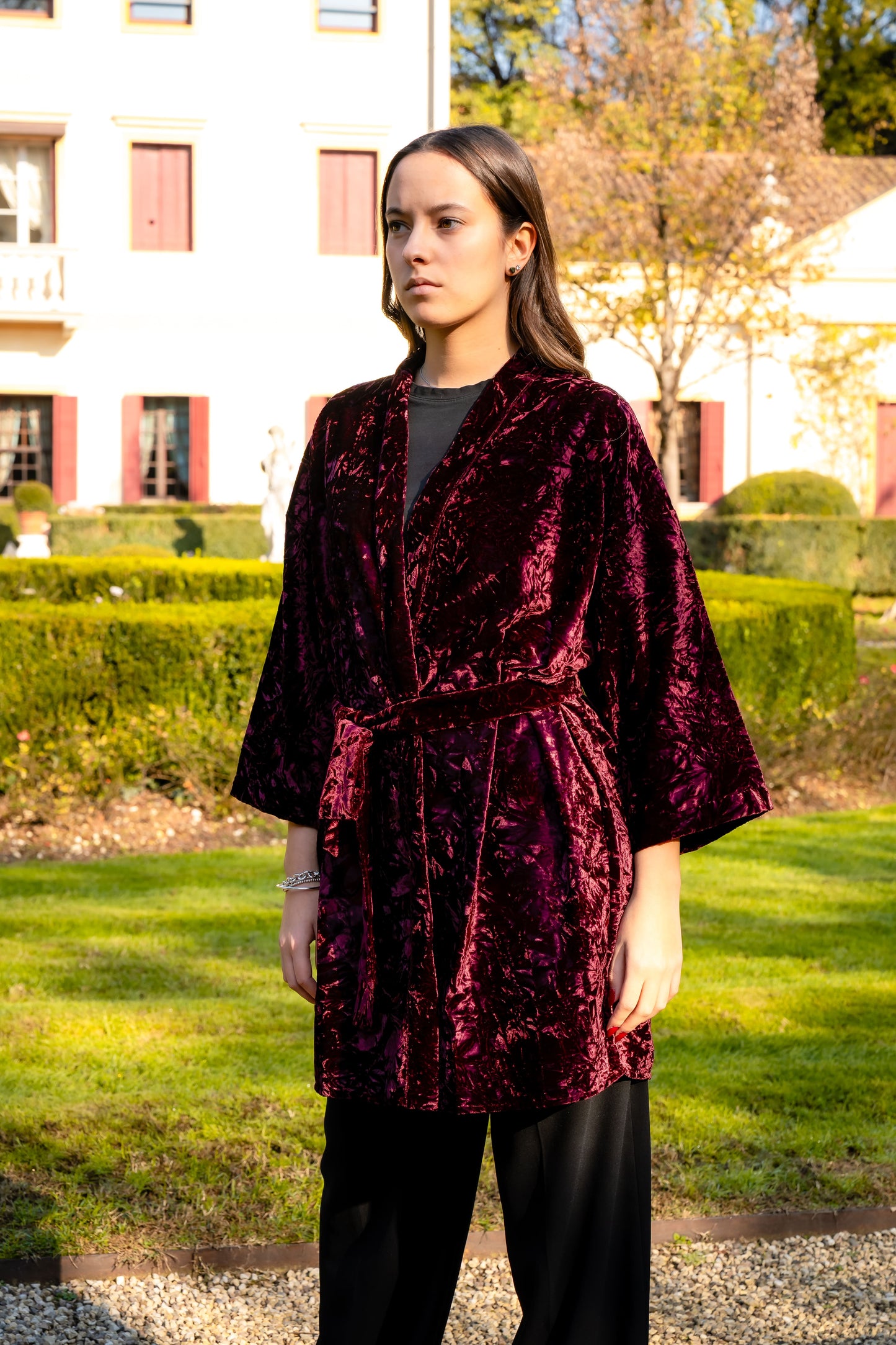 Kimono medio in velluto battuto