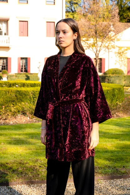Kimono medio in velluto battuto