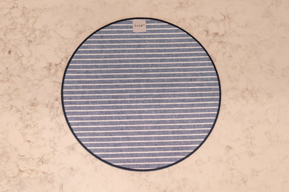 Sottopiatto in denim e lino con bordatura blu