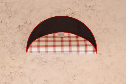 Sottopiatto in velluto 1000 righe e fantasia scozzese con bordatura rosa mattone