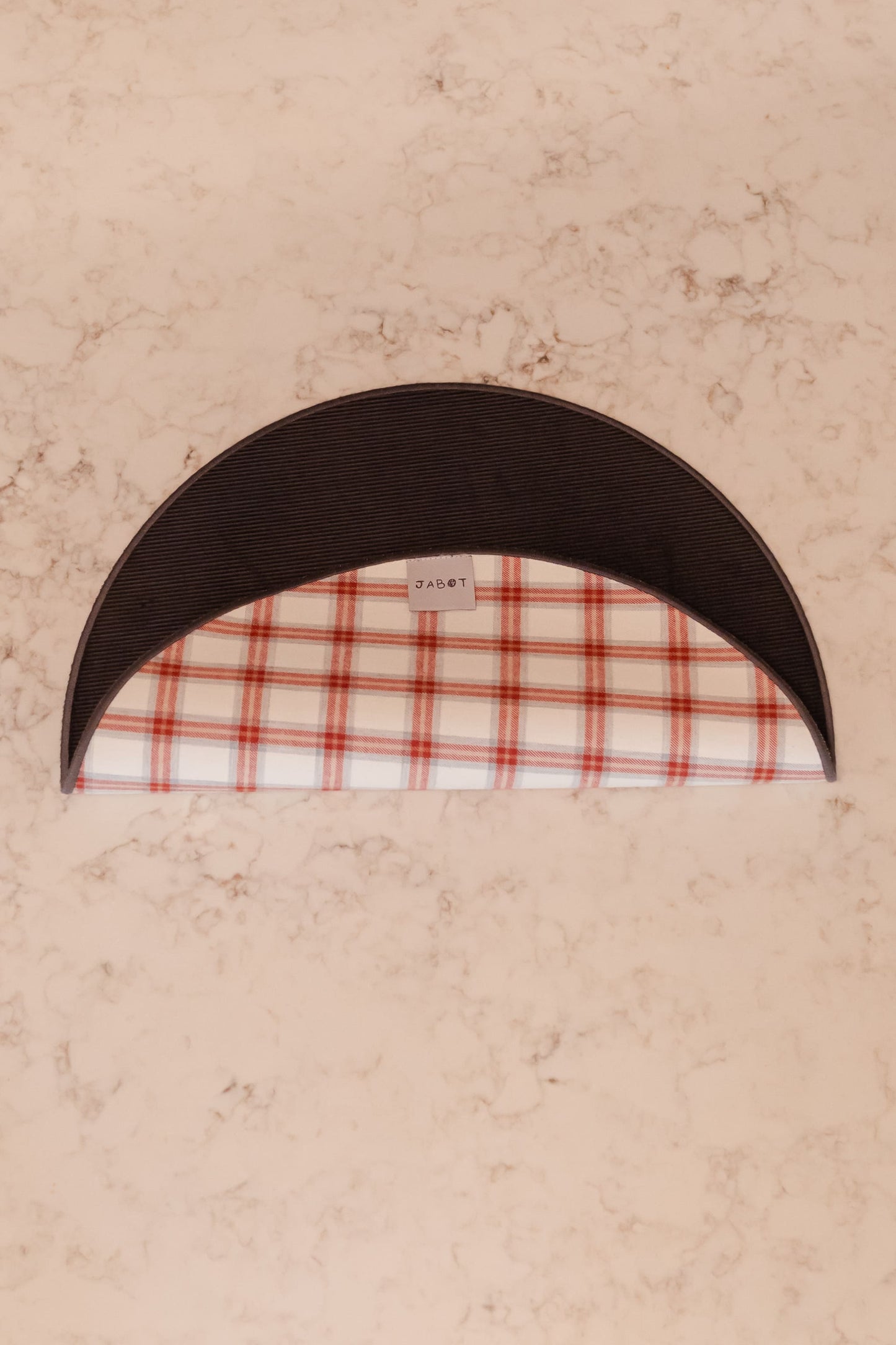 Sottopiatto in velluto 1000 righe e fantasia scozzese con bordatura grigia