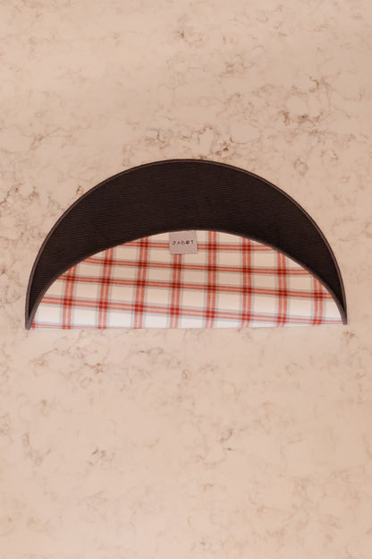 Sottopiatto in velluto 1000 righe e fantasia scozzese con bordatura grigia