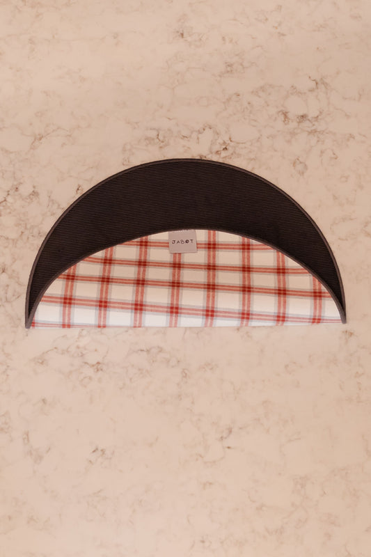 Sottopiatto in velluto 1000 righe e fantasia scozzese con bordatura grigia