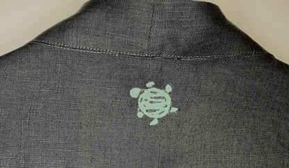 Kimono in lino ricamo fiore di ciliegio