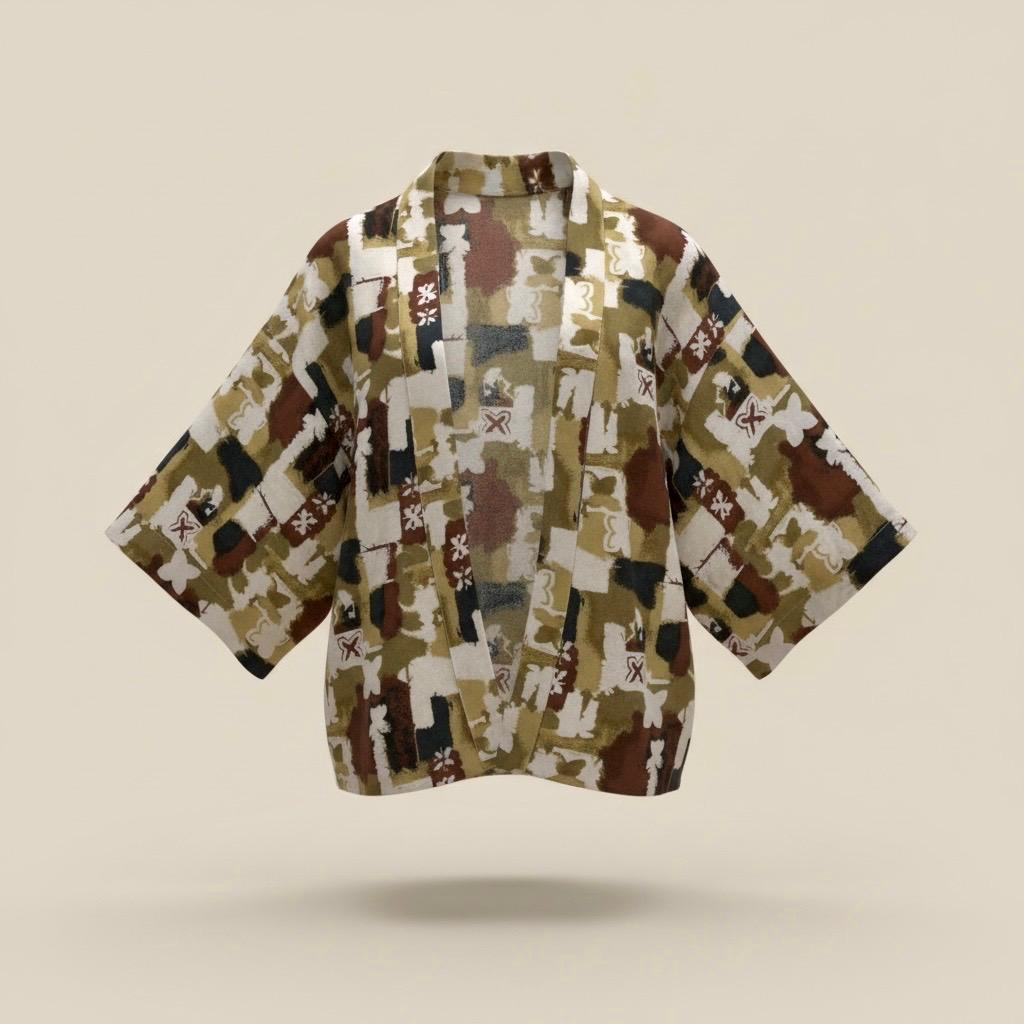 Kimono corto in fantasia astratta