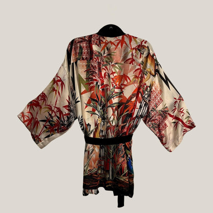 Kimono lunghezza media in seta con cintura
